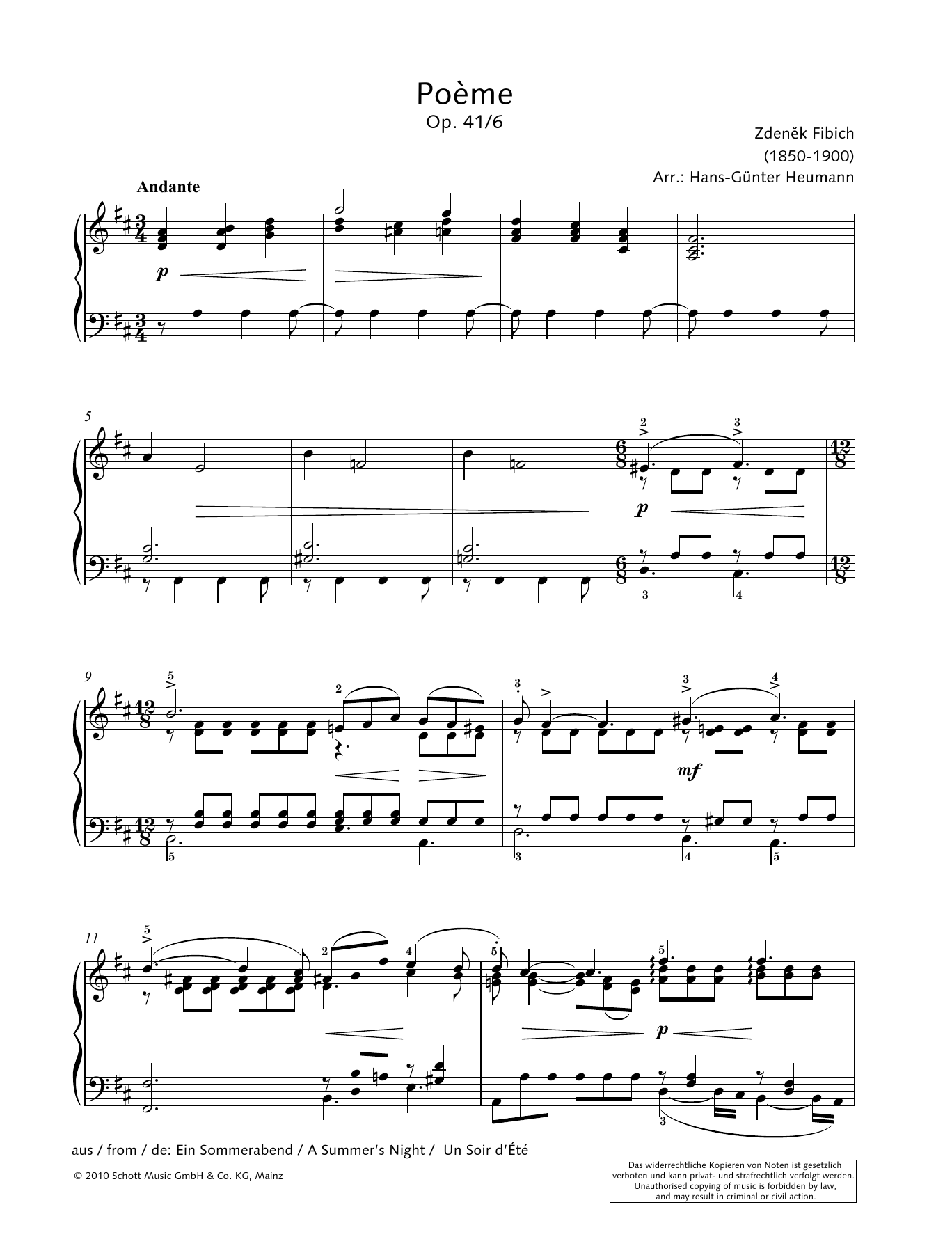 Download Hans-Gunter Heumann Poeme Sheet Music and learn how to play Piano Solo PDF digital score in minutes