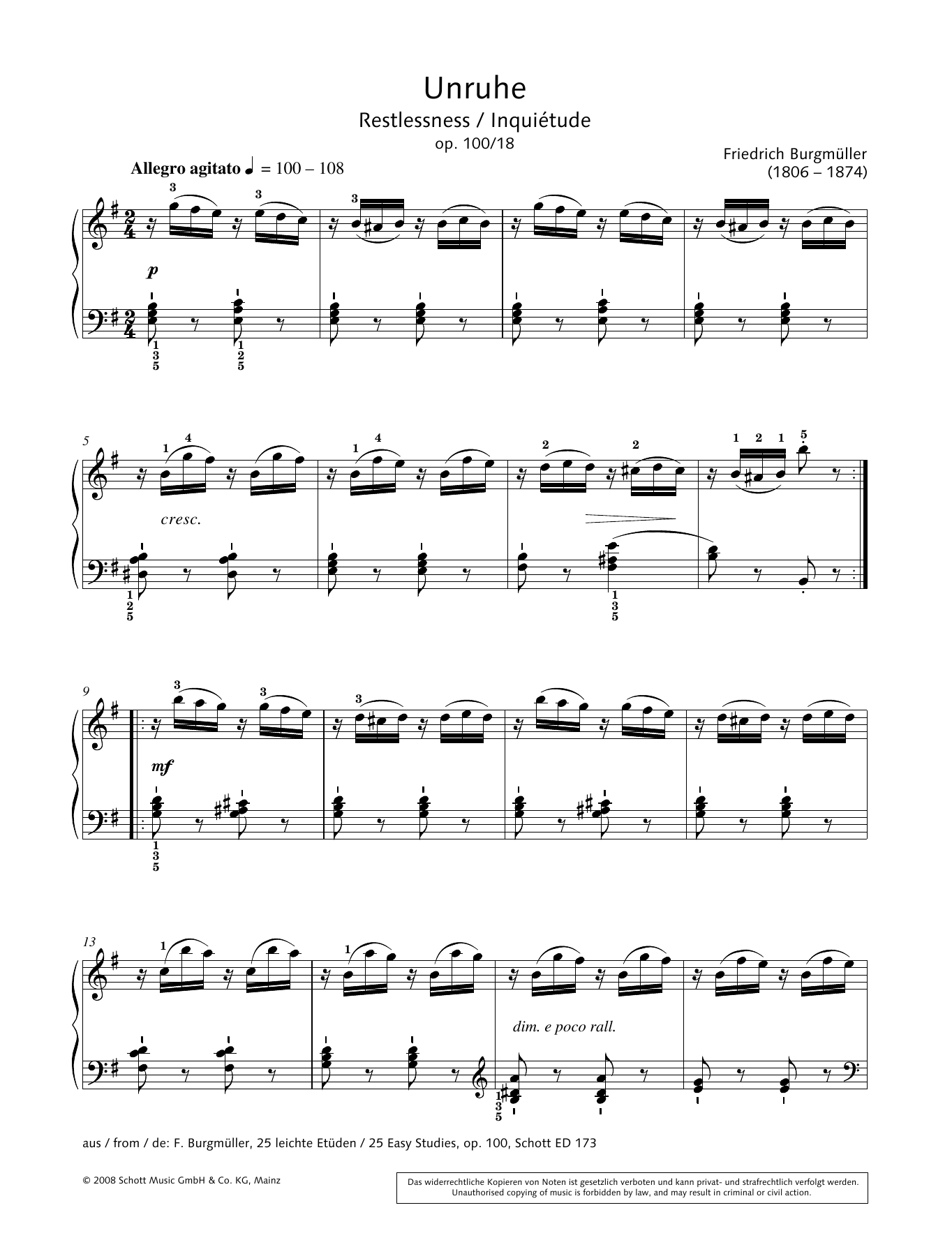Download Hans-Gunter Heumann Restlessness Sheet Music and learn how to play Piano Solo PDF digital score in minutes