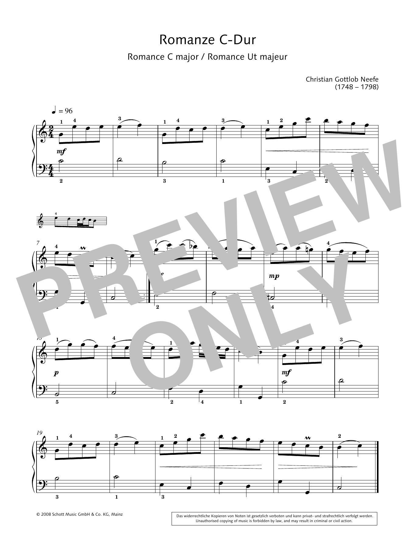 Download Hans-Gunter Heumann Romance in C major Sheet Music and learn how to play Piano Solo PDF digital score in minutes