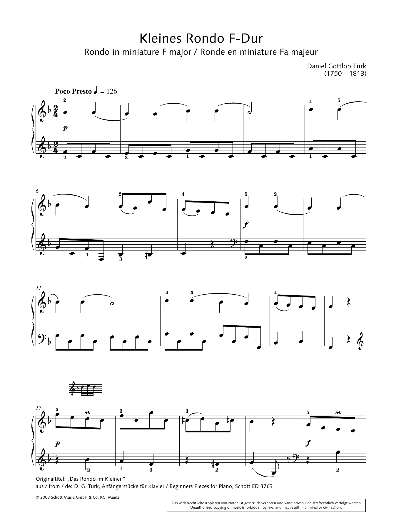 Download Hans-Gunter Heumann Rondo in miniature in F major Sheet Music and learn how to play Piano Solo PDF digital score in minutes