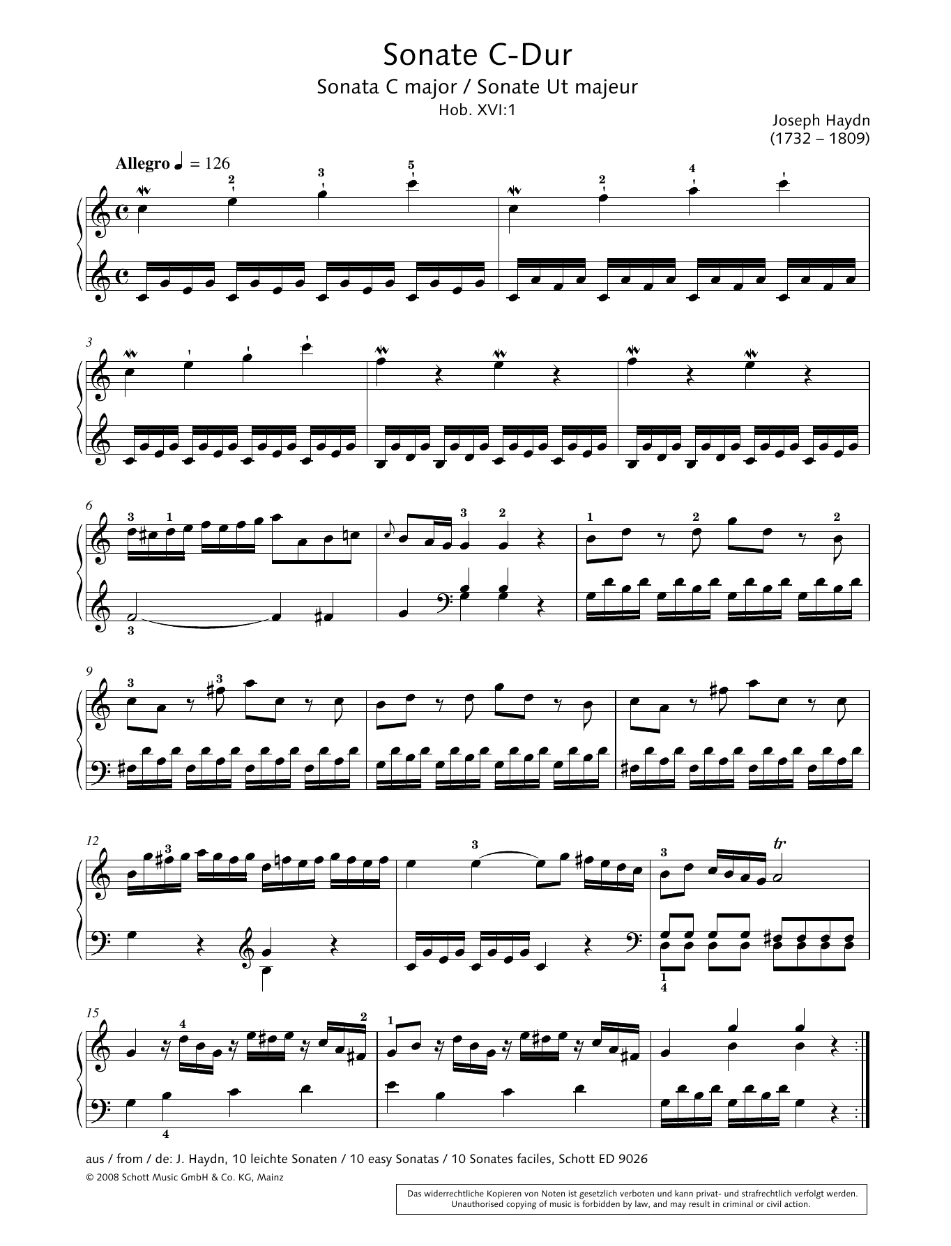 Download Hans-Gunter Heumann Sonata in C Major Sheet Music and learn how to play Piano Solo PDF digital score in minutes