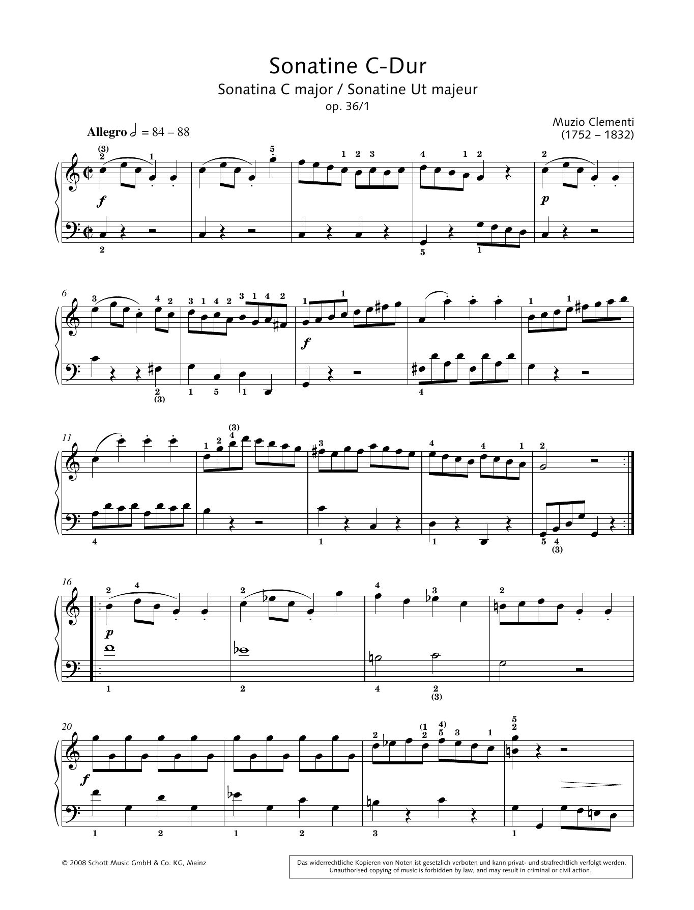 Download Hans-Gunter Heumann Sonatina in C Major Sheet Music and learn how to play Piano Solo PDF digital score in minutes