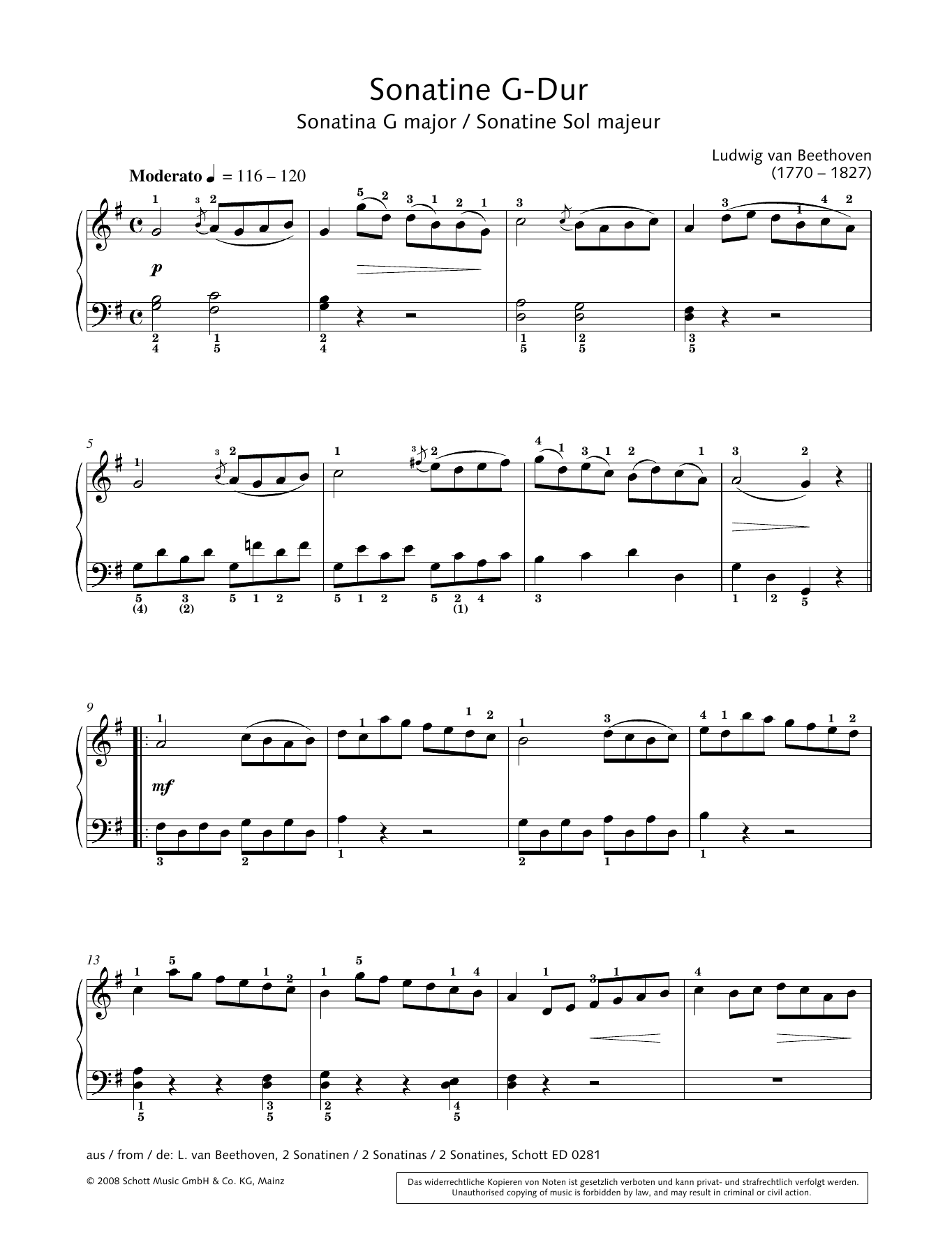 Download Hans-Gunter Heumann Sonatina in G Major Sheet Music and learn how to play Piano Solo PDF digital score in minutes