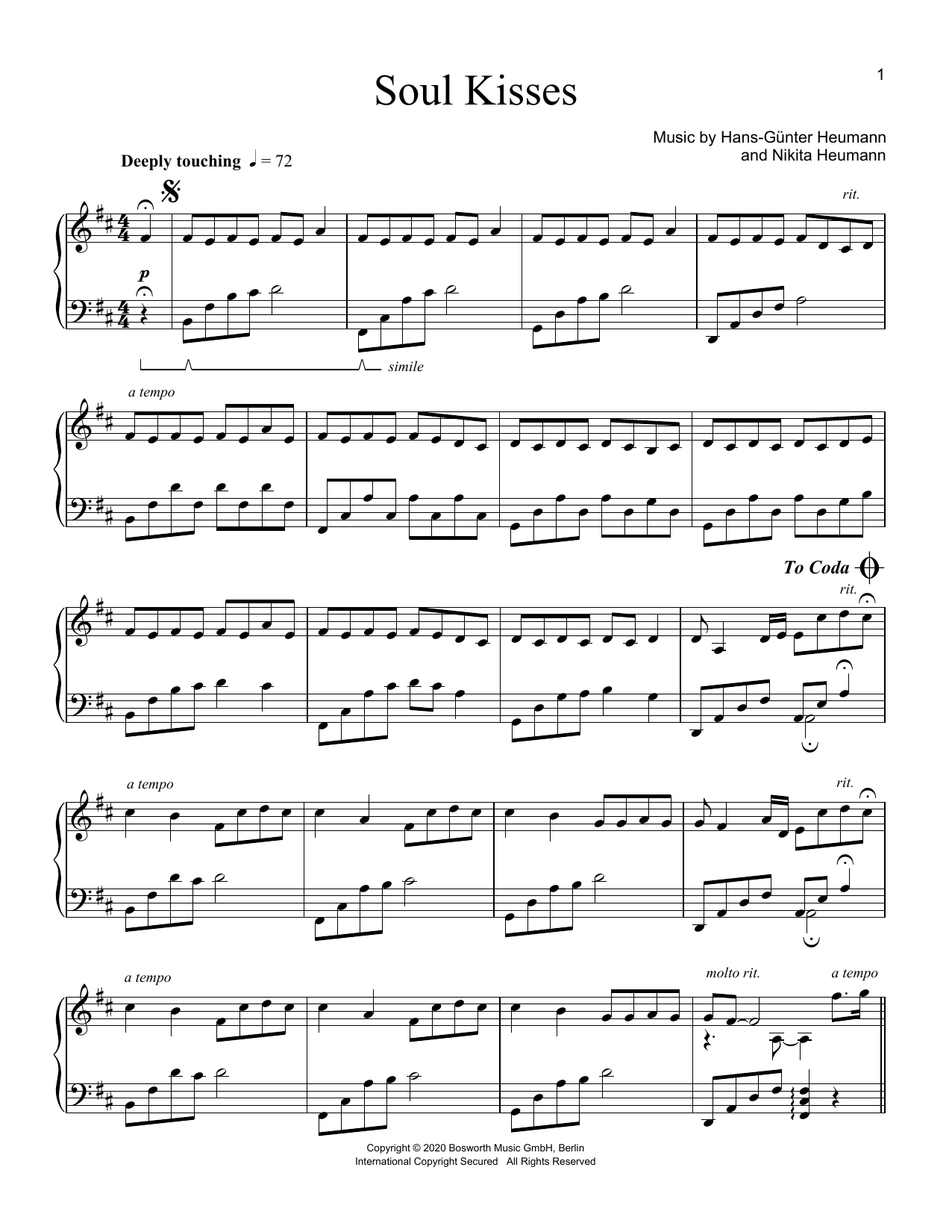 Download Hans-Günter Heumann Soul Kisses Sheet Music and learn how to play Piano Solo PDF digital score in minutes