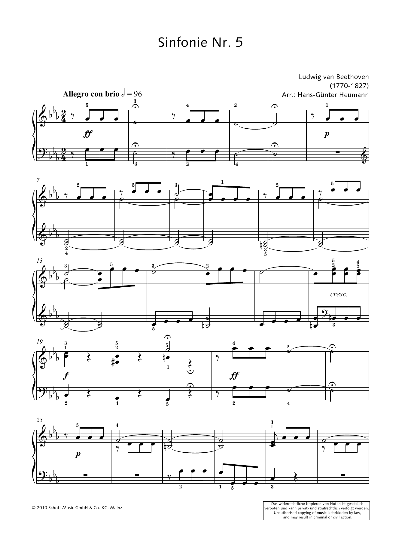 Download Hans-Gunter Heumann Symphony No. 5 in C Minor Sheet Music and learn how to play Piano Solo PDF digital score in minutes