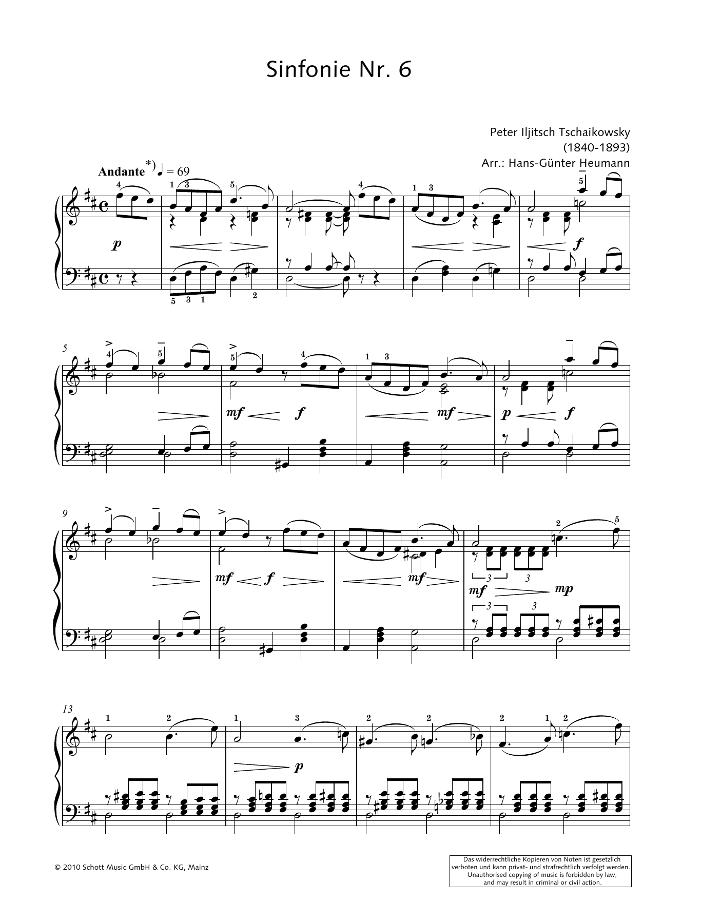 Download Hans-Gunter Heumann Symphony No. 6 in B minor Sheet Music and learn how to play Piano Solo PDF digital score in minutes