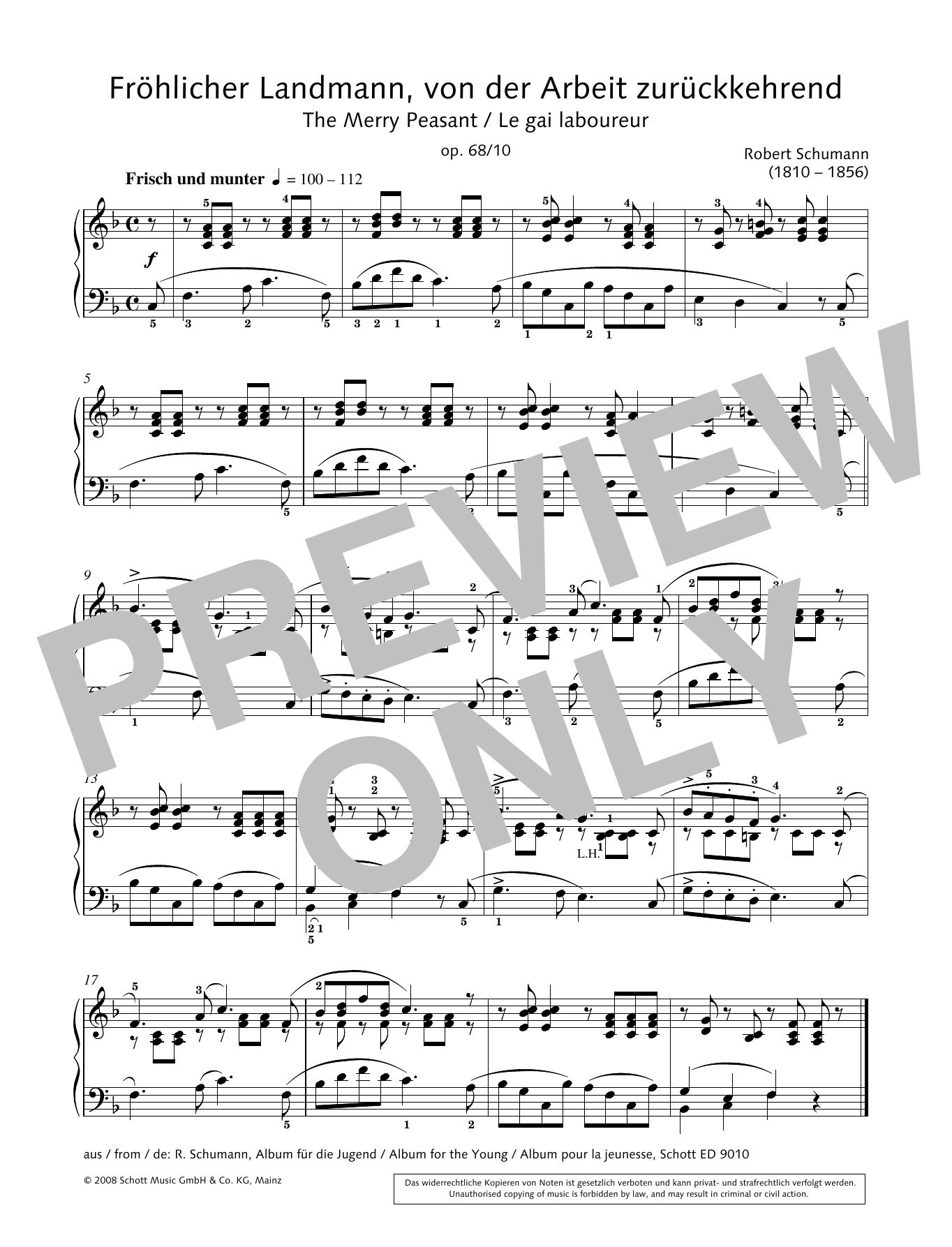 Download Hans-Gunter Heumann The Merry Peasant Sheet Music and learn how to play Piano Solo PDF digital score in minutes