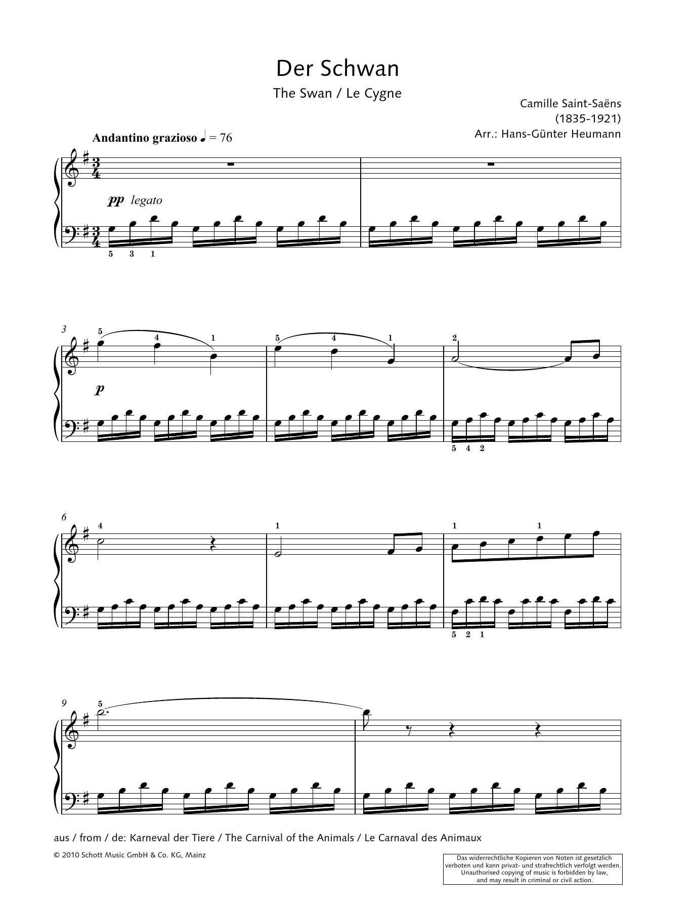 Download Hans-Gunter Heumann The Swan Sheet Music and learn how to play Piano Solo PDF digital score in minutes