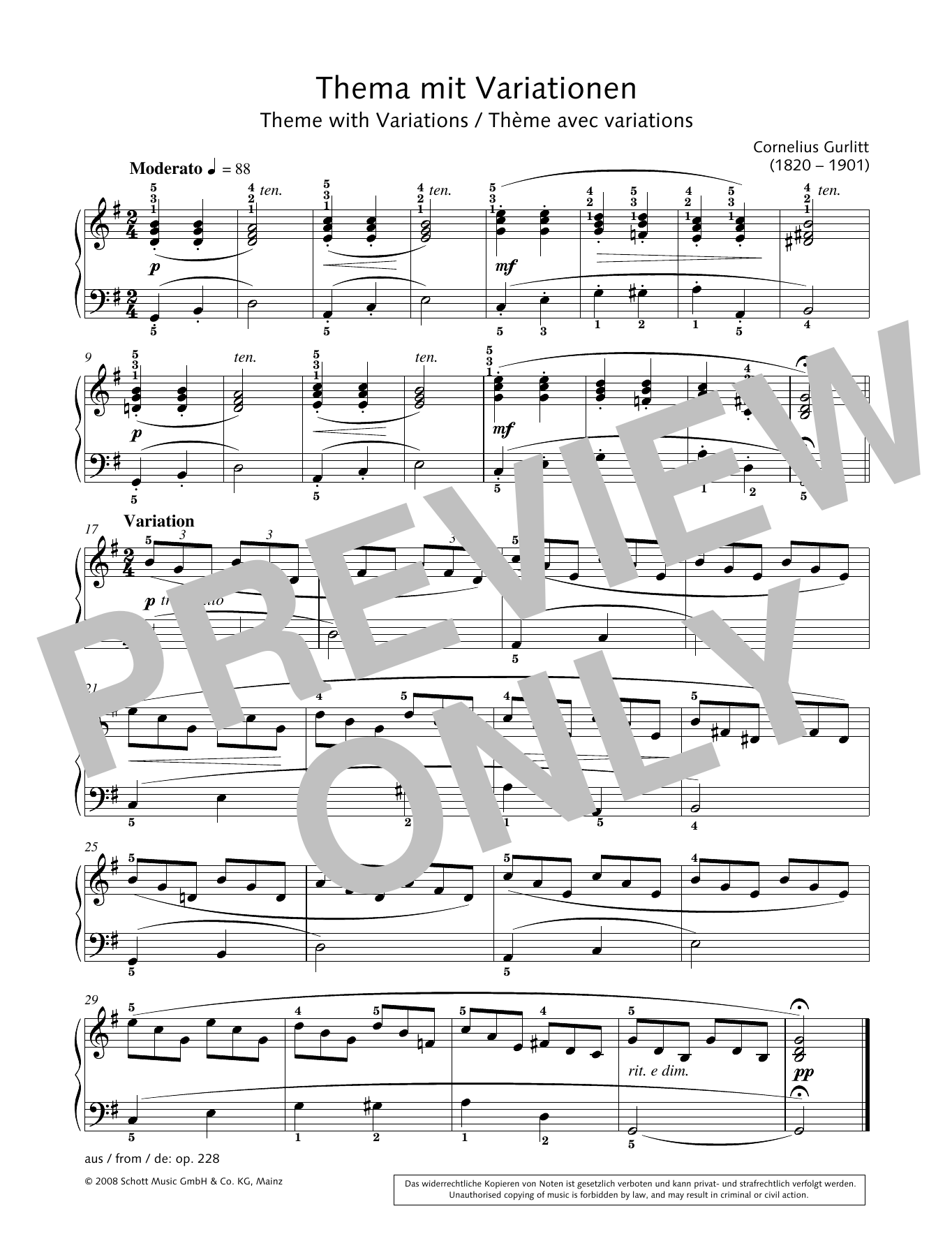 Download Hans-Gunter Heumann Theme with Variations Sheet Music and learn how to play Piano Solo PDF digital score in minutes