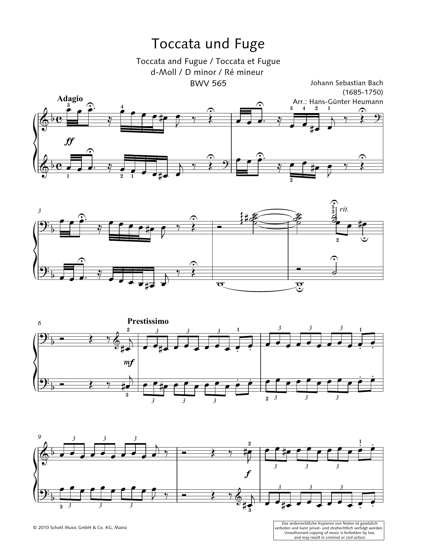 Download Hans-Gunter Heumann Toccata and Fugue in D Minor Sheet Music and learn how to play Piano Solo PDF digital score in minutes