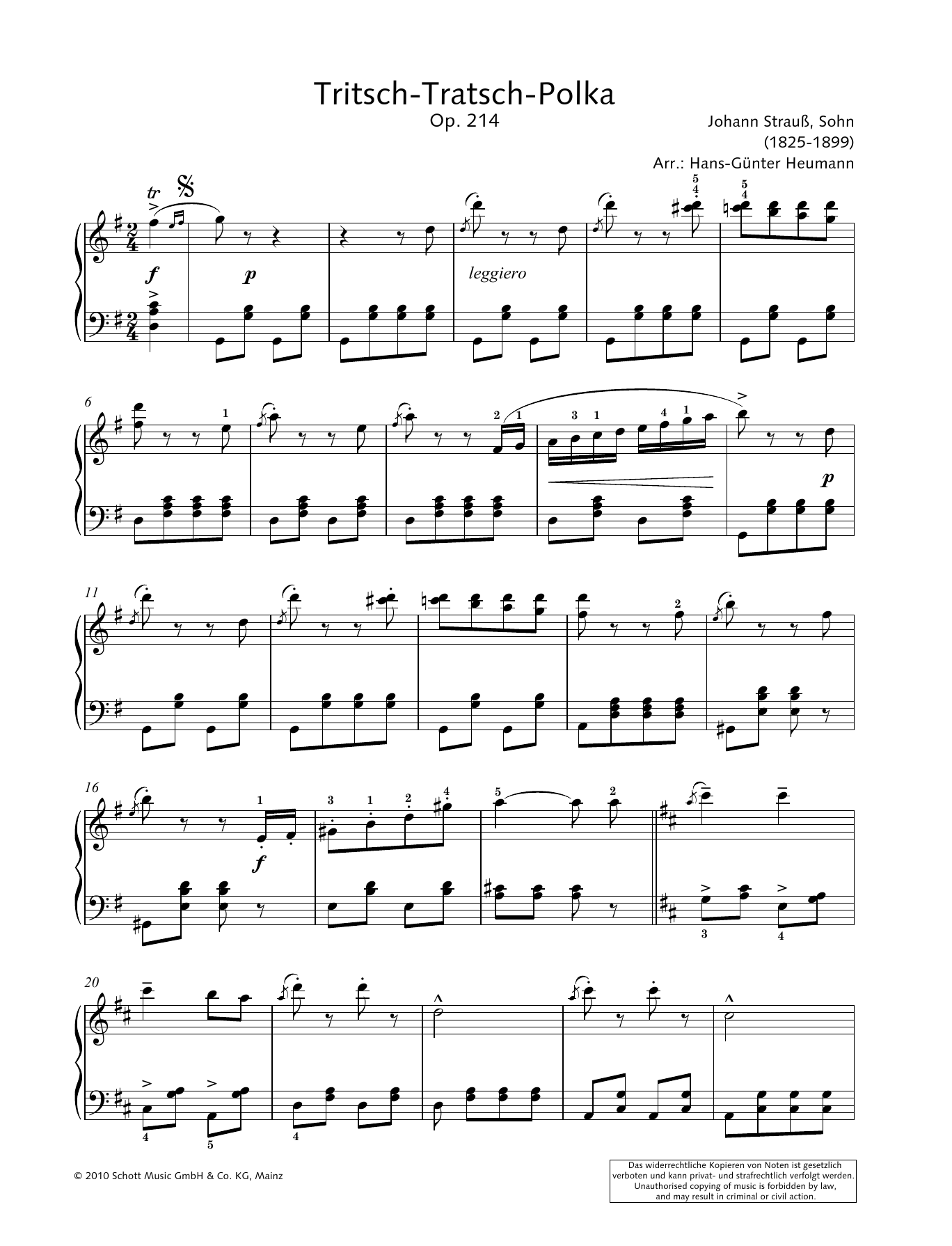 Download Hans-Gunter Heumann Tritsch-Tratsch-Polka Sheet Music and learn how to play Piano Solo PDF digital score in minutes