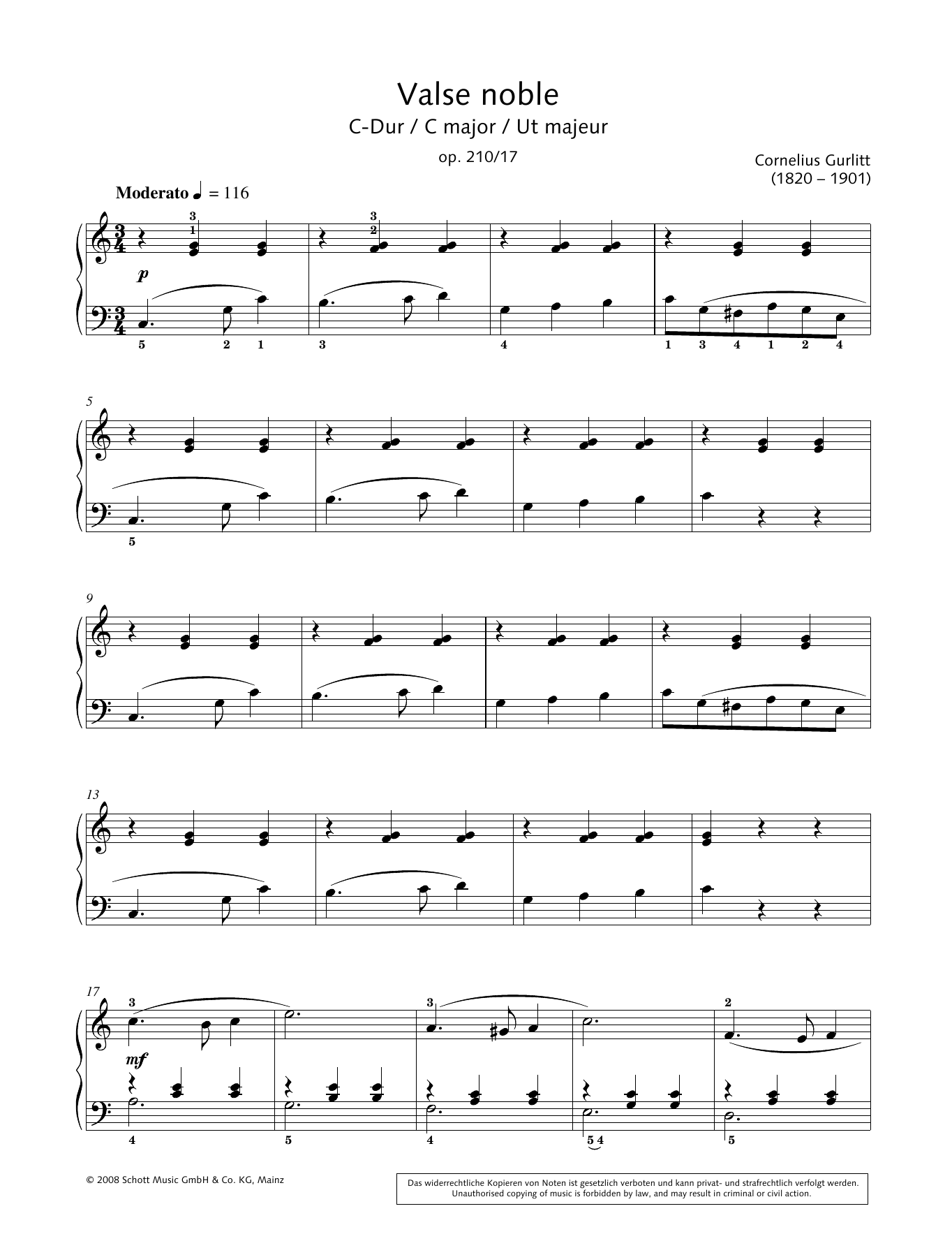Download Hans-Gunter Heumann Valse noble in C major Sheet Music and learn how to play Piano Solo PDF digital score in minutes