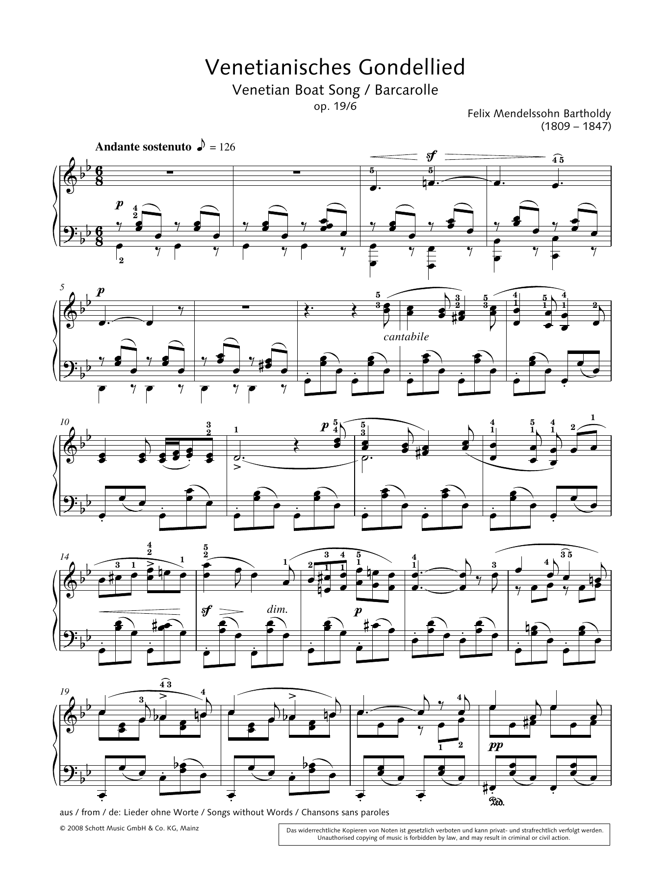 Download Hans-Gunter Heumann Venetian Boat Song Sheet Music and learn how to play Piano Solo PDF digital score in minutes