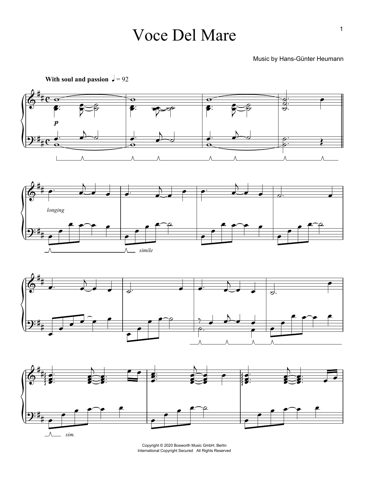Download Hans-Günter Heumann Voce Del Mare Sheet Music and learn how to play Piano Solo PDF digital score in minutes