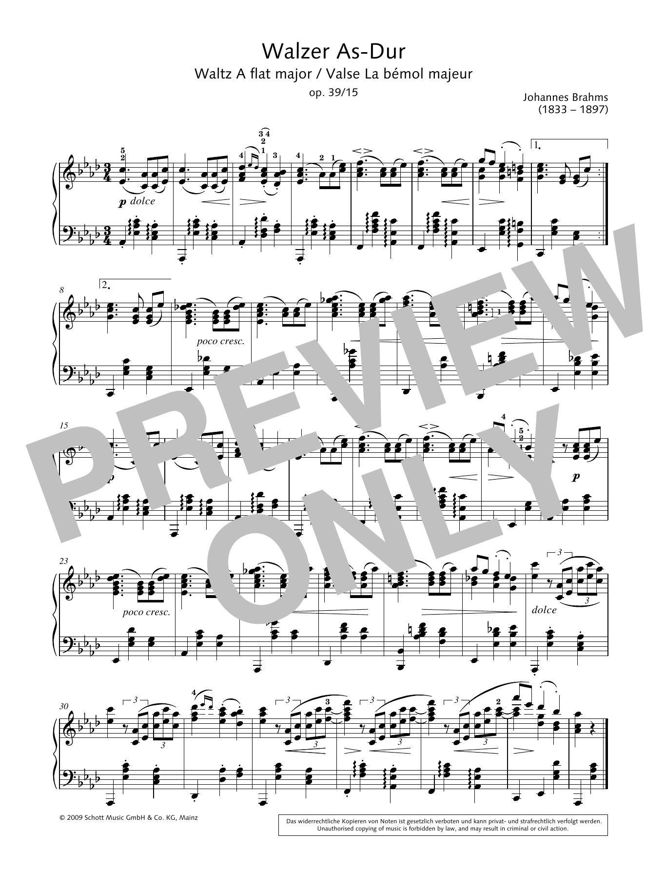 Download Hans-Gunter Heumann Waltz In A-Flat Major, Op. 39, No. 15 Sheet Music and learn how to play Piano Solo PDF digital score in minutes