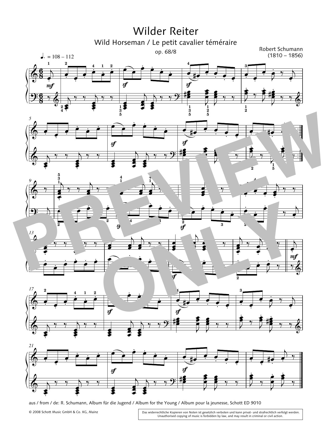 Download Hans-Gunter Heumann Wild Horseman Sheet Music and learn how to play Piano Solo PDF digital score in minutes