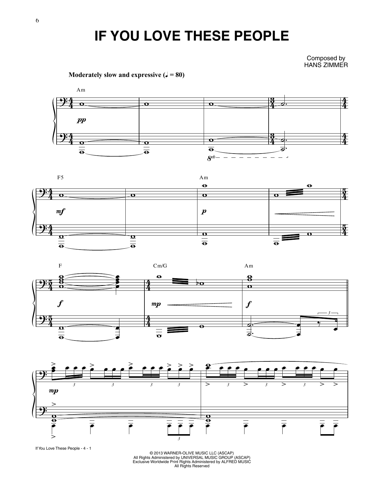 Download Hans Zimmer If You Love These People (from Man Of Steel) Sheet Music and learn how to play Piano Solo PDF digital score in minutes