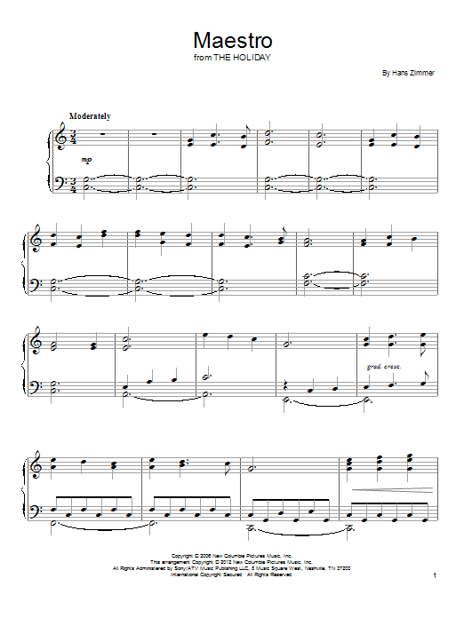 Download Hans Zimmer Maestro Sheet Music and learn how to play Piano PDF digital score in minutes