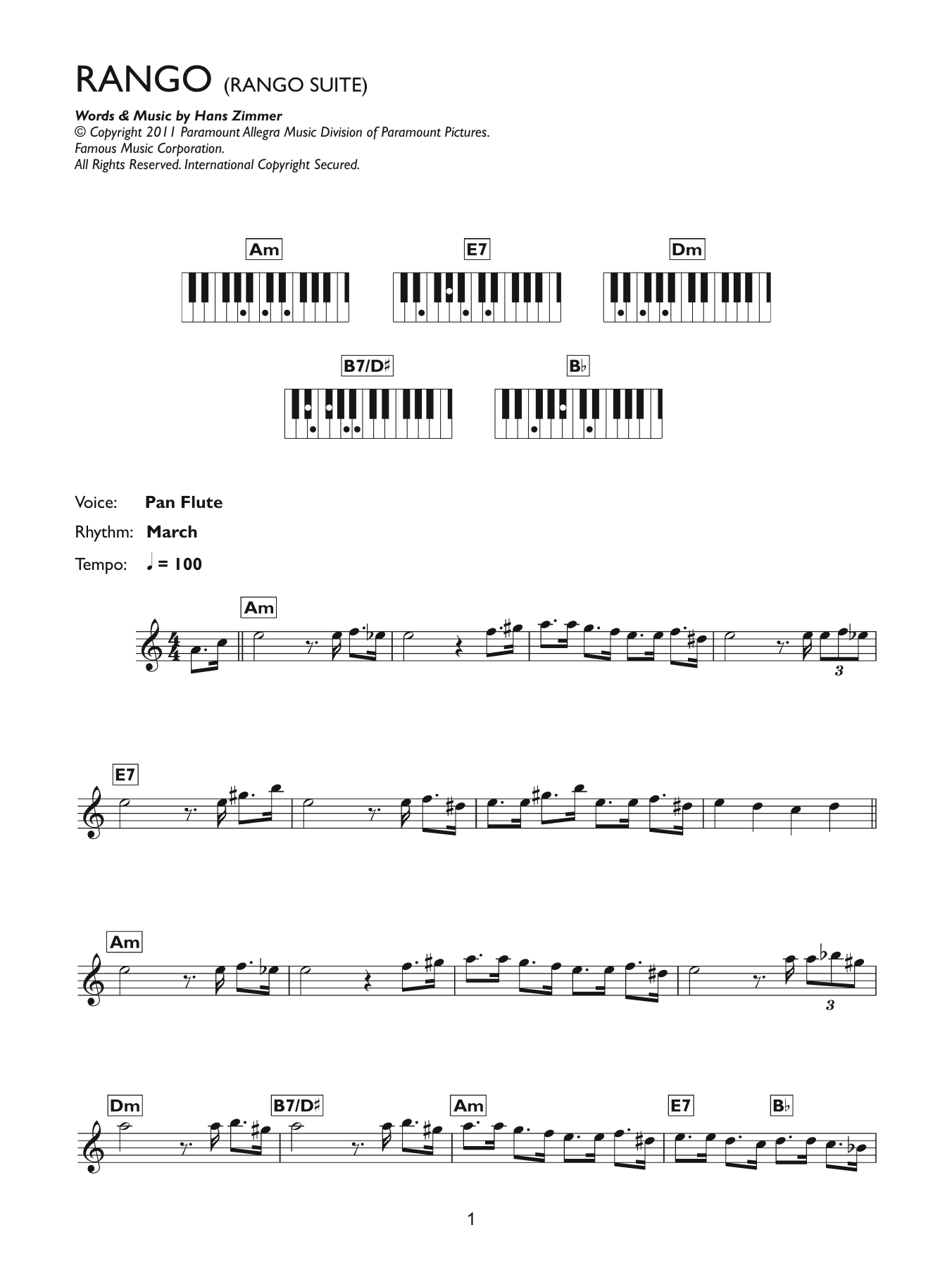 Download Hans Zimmer Rango Suite Sheet Music and learn how to play Keyboard PDF digital score in minutes