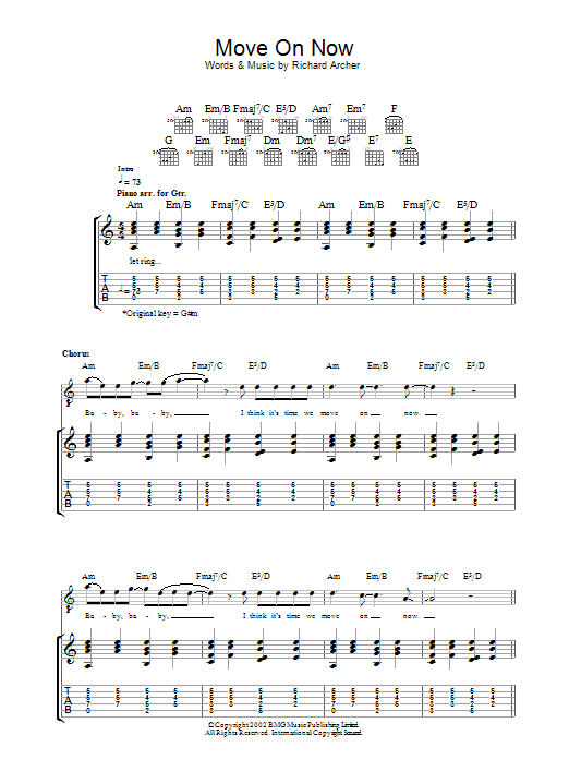 Download Hard-Fi Move On Now Sheet Music and learn how to play Guitar Tab PDF digital score in minutes