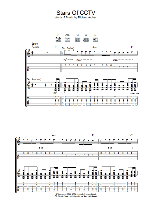Download Hard-Fi Stars Of CCTV Sheet Music and learn how to play Guitar Tab PDF digital score in minutes