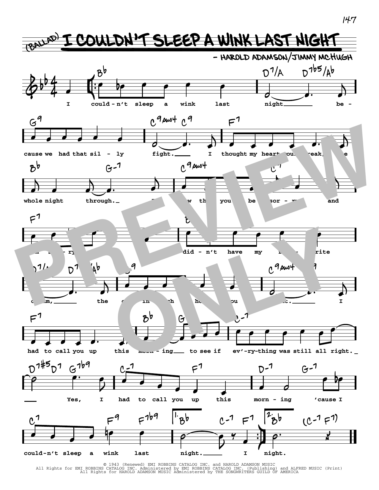 Download Harold Adamson I Couldn't Sleep A Wink Last Night (High Voice) Sheet Music and learn how to play Real Book – Melody, Lyrics & Chords PDF digital score in minutes