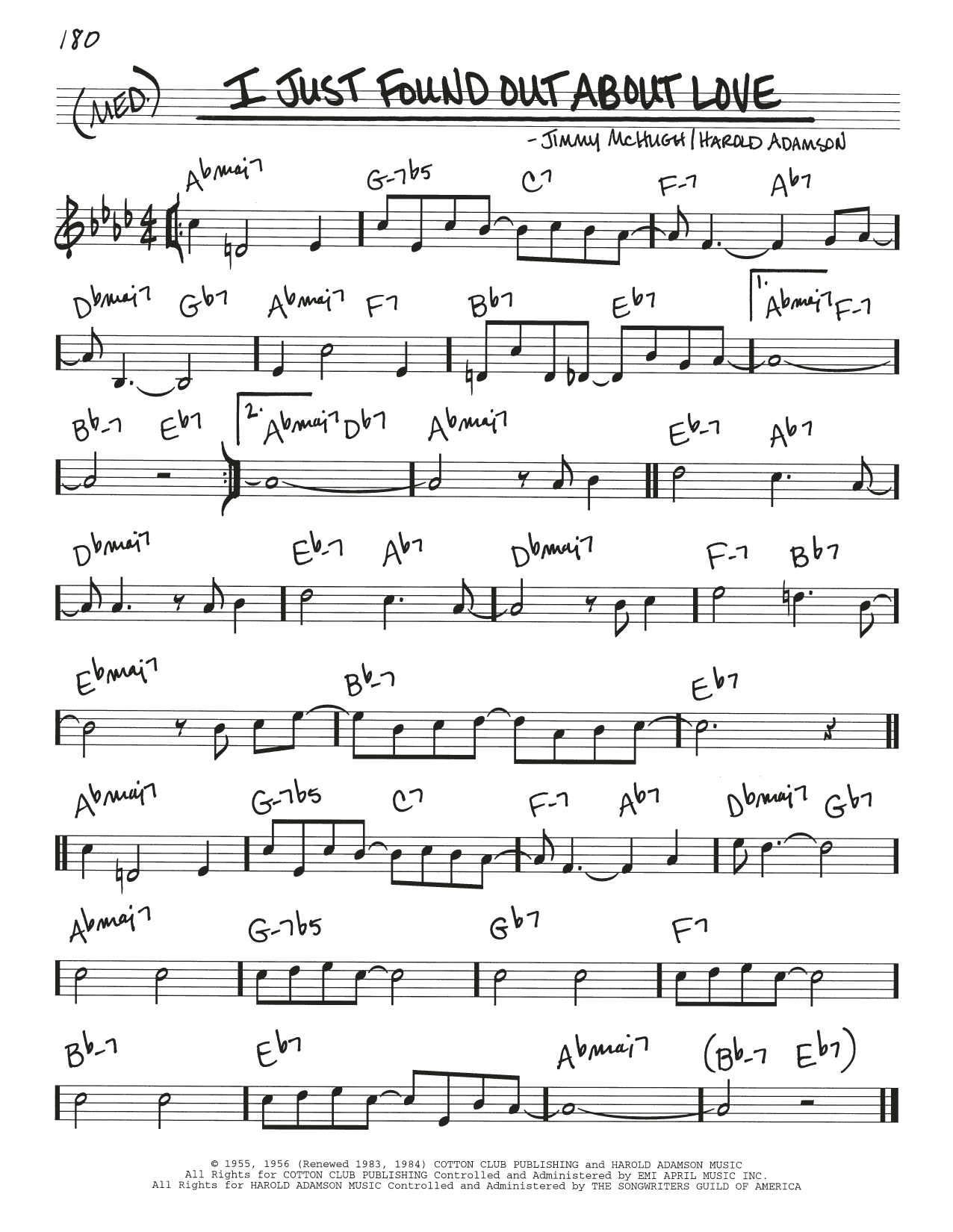 Download Harold Adamson I Just Found Out About Love Sheet Music and learn how to play Real Book – Melody & Chords PDF digital score in minutes