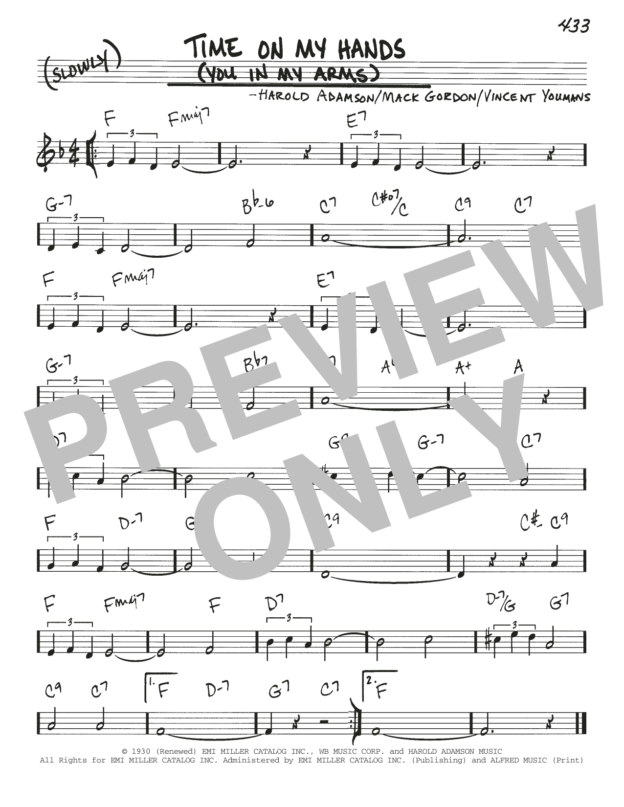 Download Harold Adamson Time On My Hands (You In My Arms) Sheet Music and learn how to play Real Book – Melody & Chords PDF digital score in minutes