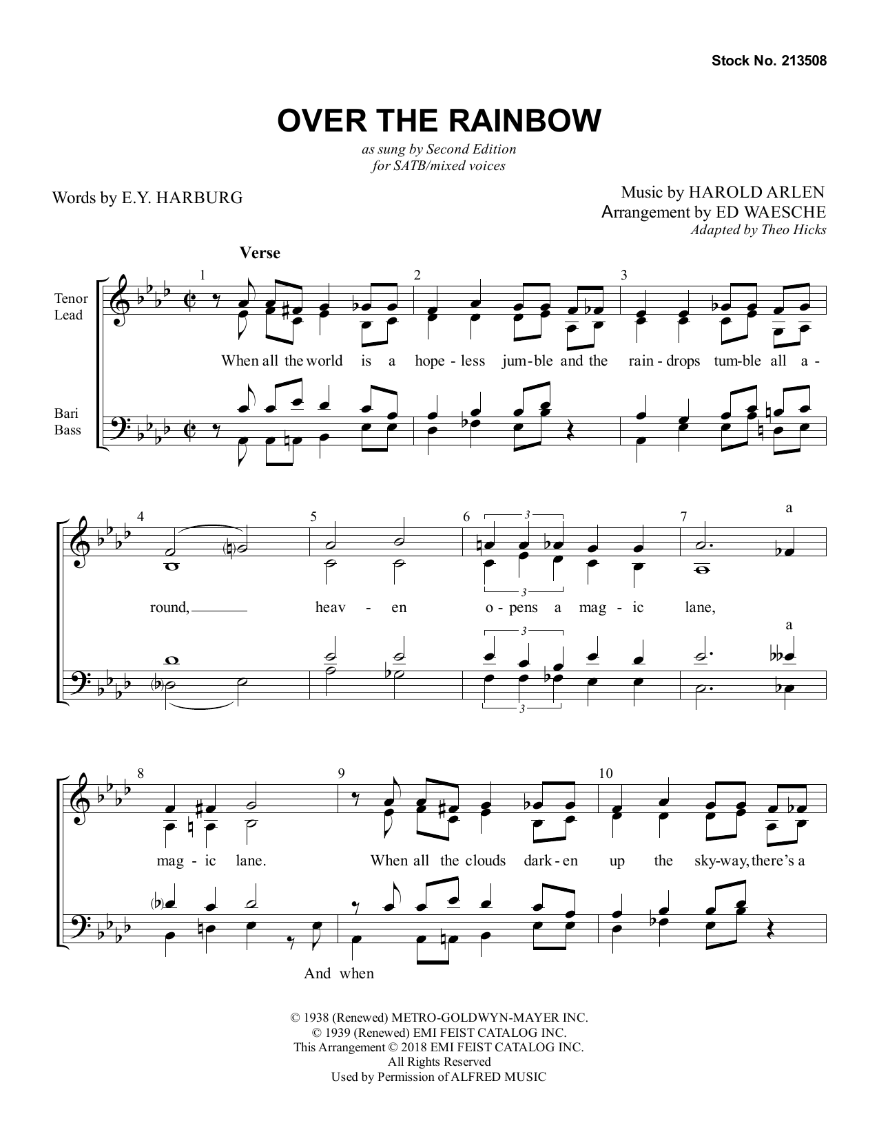 Download Harold Arlen & E.Y. Harburg Over The Rainbow (arr. Ed Waesche) Sheet Music and learn how to play SSAA Choir PDF digital score in minutes