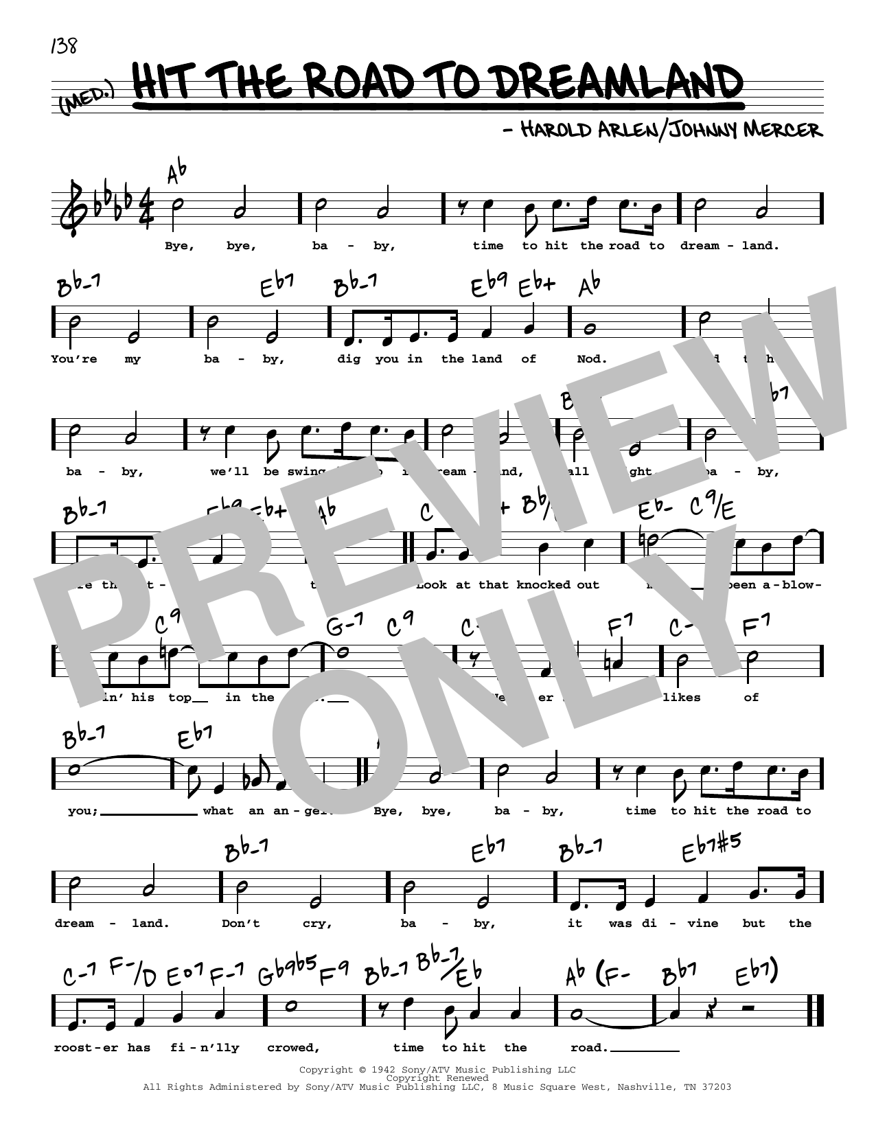 Download Harold Arlen and Johnny Mercer Hit The Road To Dreamland (High Voice) (from Star Spangled Rhythm) Sheet Music and learn how to play Real Book – Melody, Lyrics & Chords PDF digital score in minutes