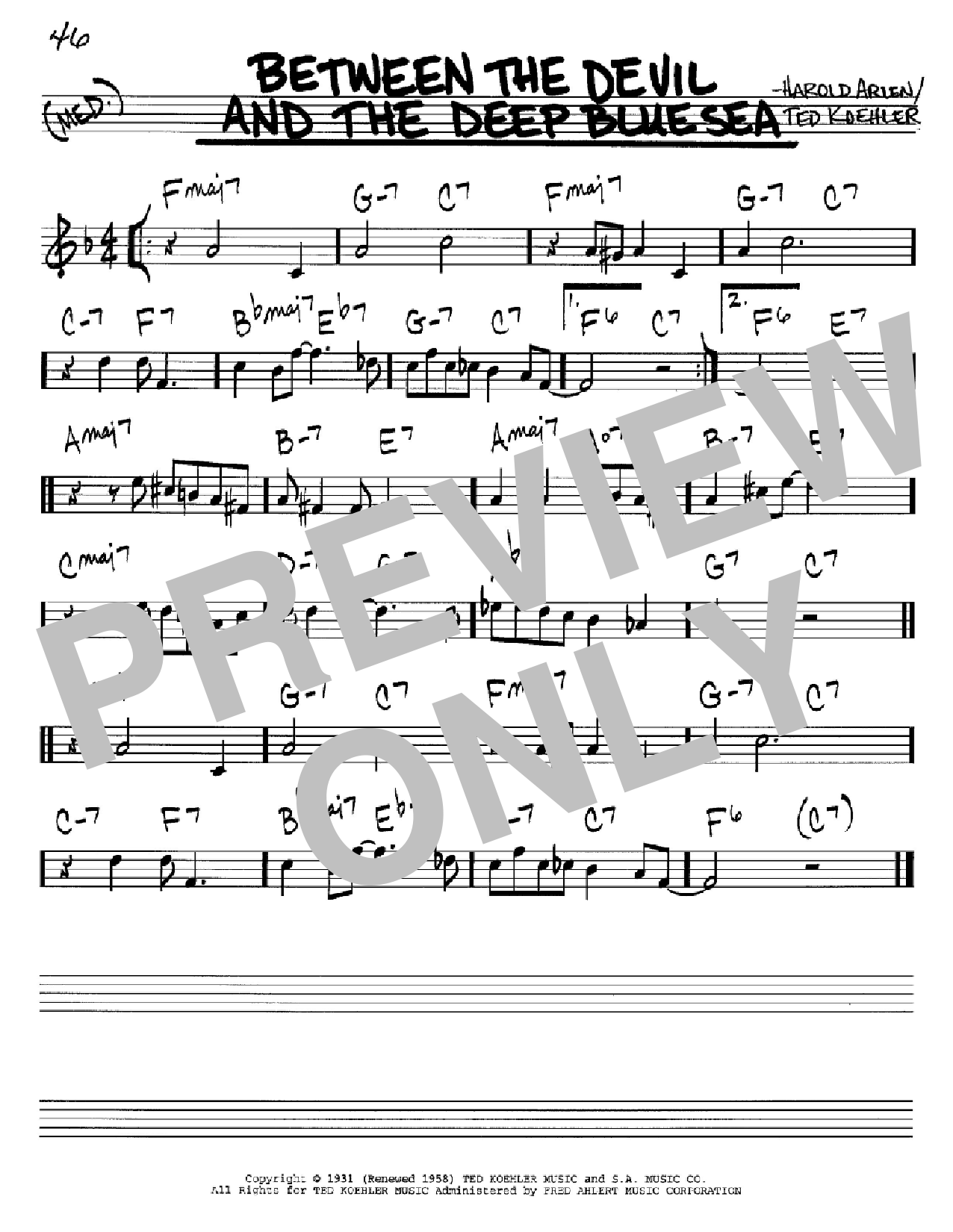 Download Harold Arlen Between The Devil And The Deep Blue Sea Sheet Music and learn how to play Piano Solo PDF digital score in minutes