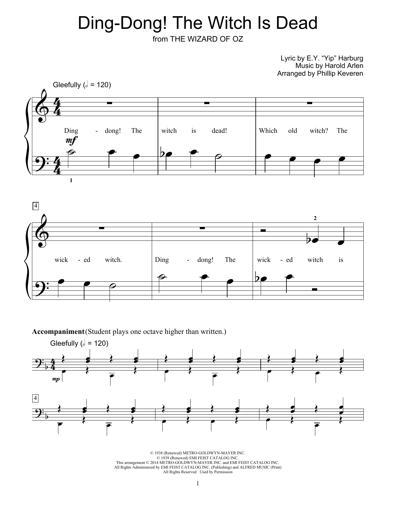 Download Bill Boyd Ding-Dong! The Witch Is Dead Sheet Music and learn how to play Easy Piano PDF digital score in minutes