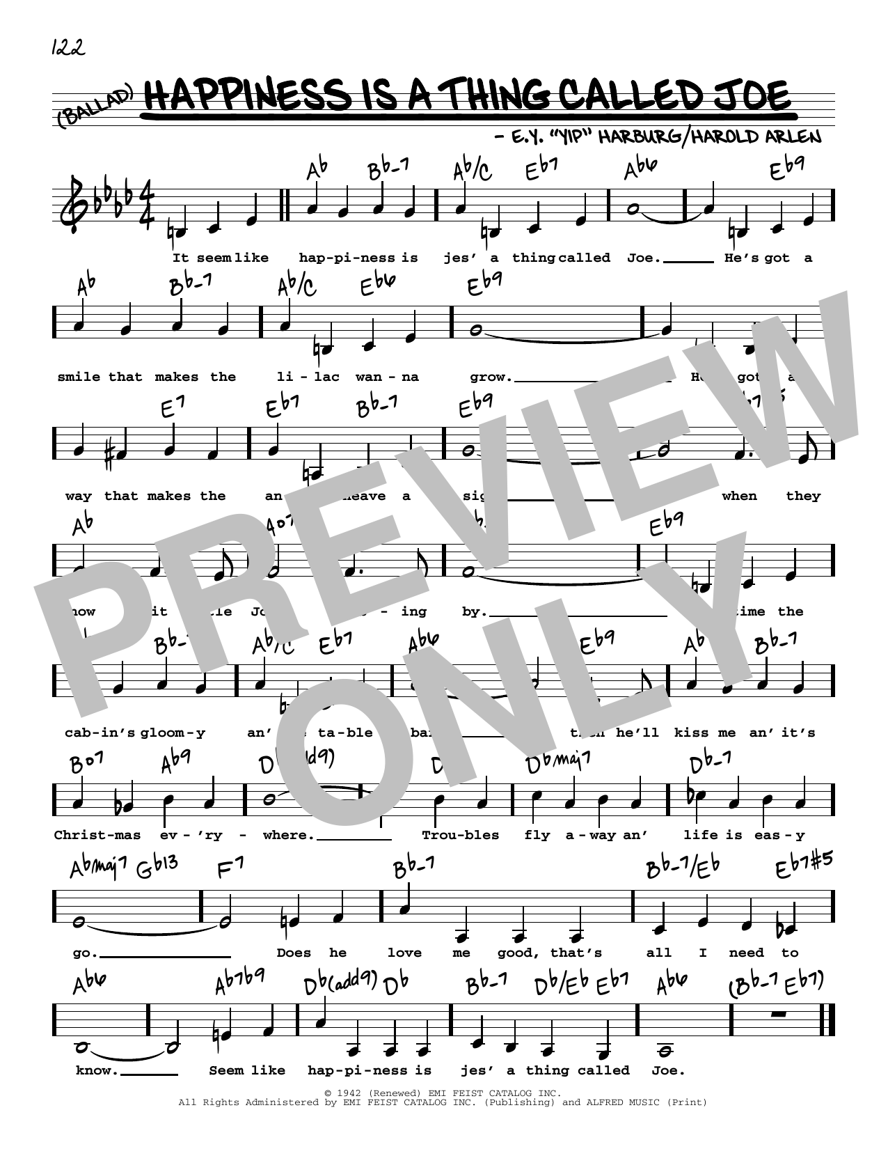 Download Harold Arlen Happiness Is A Thing Called Joe (Low Voice) Sheet Music and learn how to play Real Book – Melody, Lyrics & Chords PDF digital score in minutes