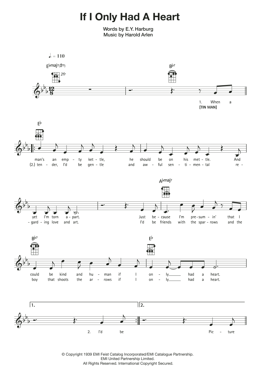 Download Harold Arlen If I Only Had A Heart Sheet Music and learn how to play Ukulele PDF digital score in minutes