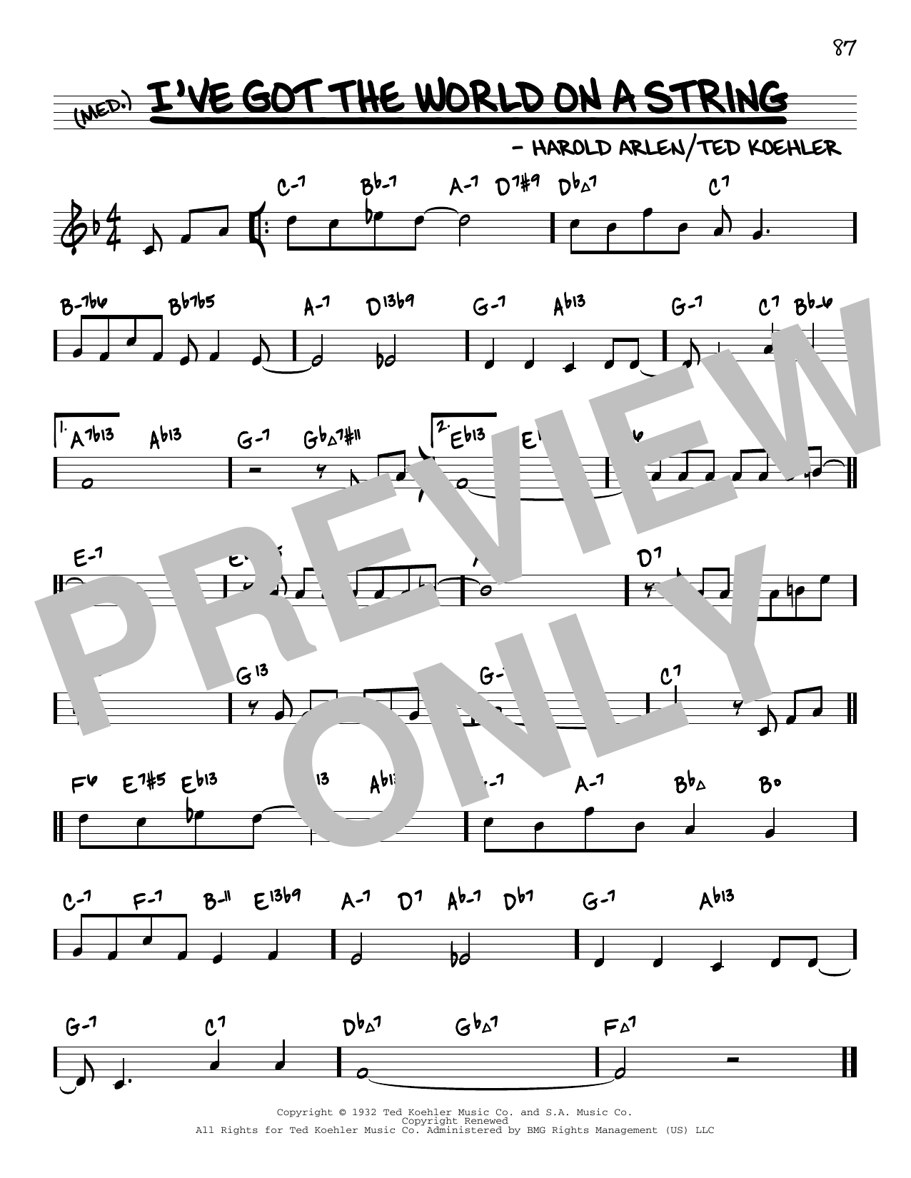 Download Harold Arlen I've Got The World On A String (arr. David Hazeltine) Sheet Music and learn how to play Real Book – Enhanced Chords PDF digital score in minutes