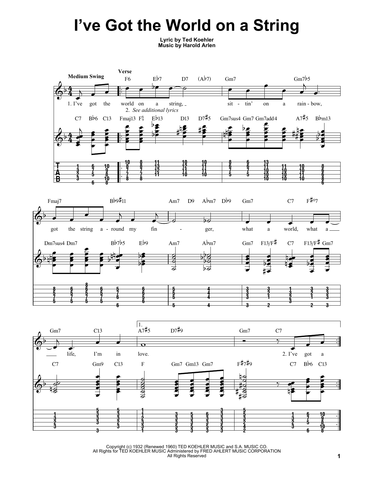 Download Harold Arlen I've Got The World On A String Sheet Music and learn how to play Trombone PDF digital score in minutes