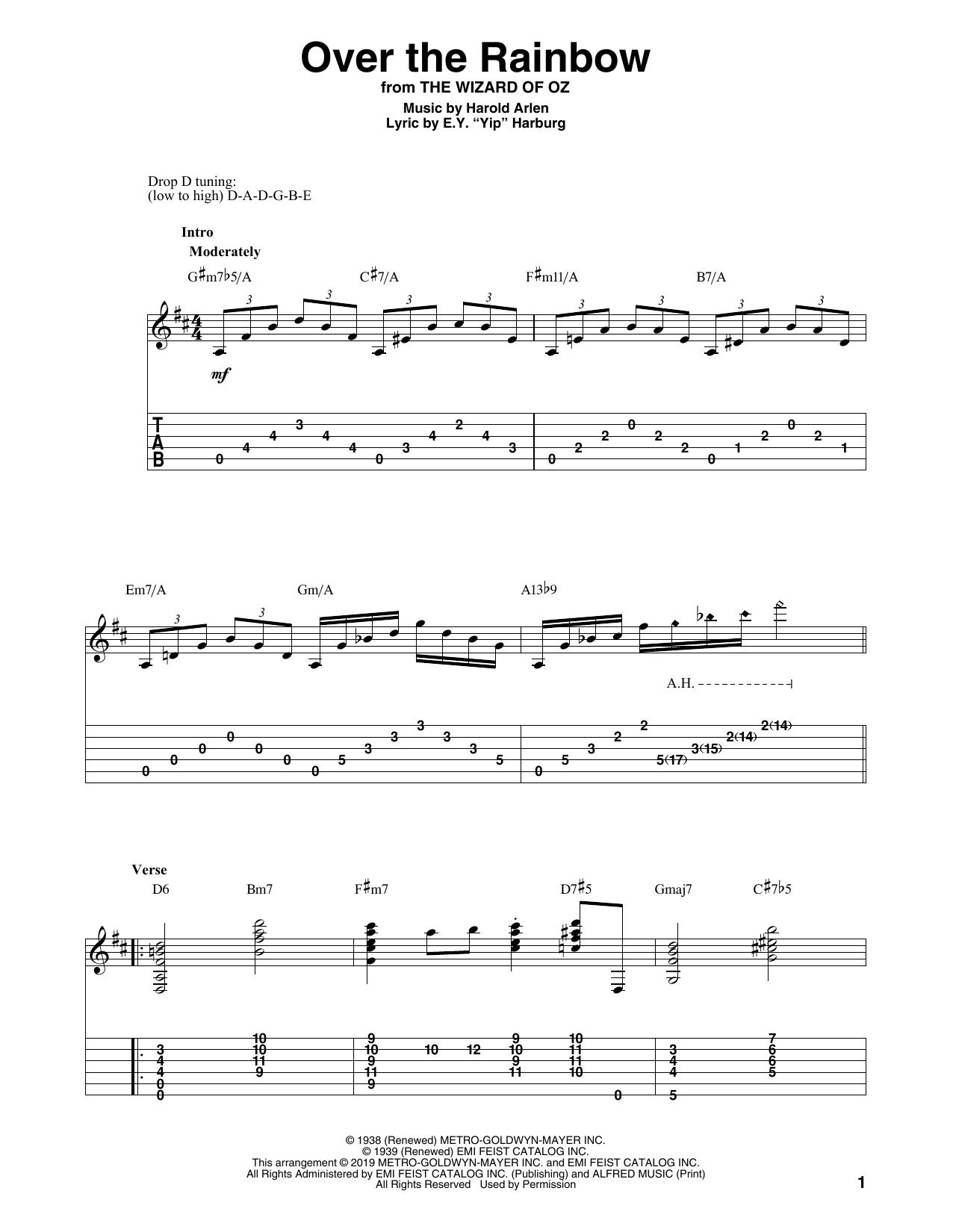 Download Harold Arlen Over The Rainbow (arr. Bill LaFleur) Sheet Music and learn how to play Solo Guitar PDF digital score in minutes