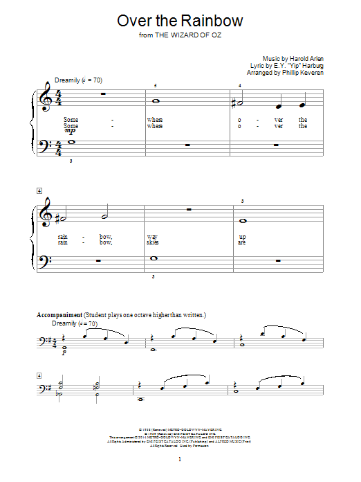 Download Phillip Keveren Over The Rainbow Sheet Music and learn how to play Piano & Vocal PDF digital score in minutes
