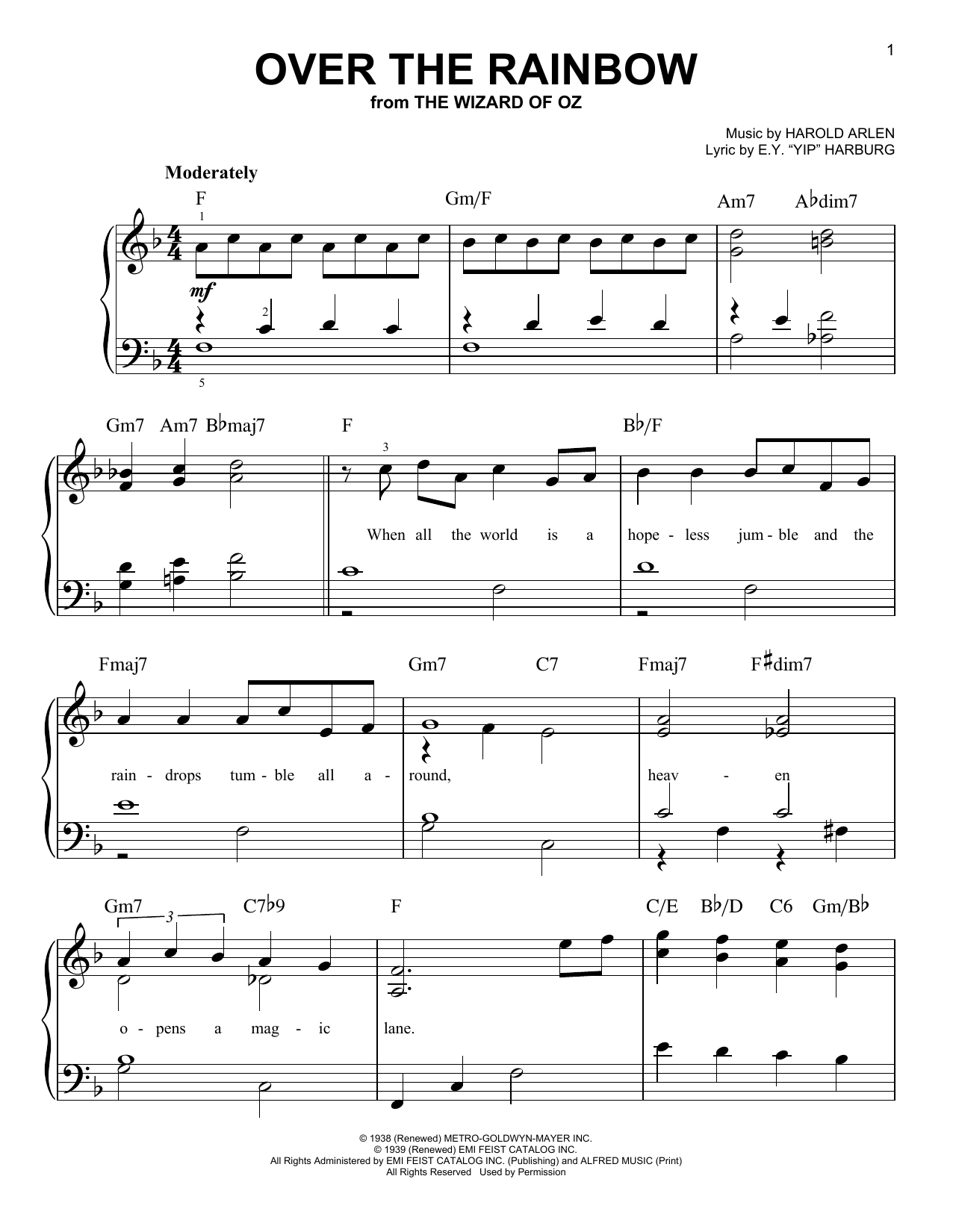 Download Harold Arlen Over The Rainbow Sheet Music and learn how to play Piano PDF digital score in minutes