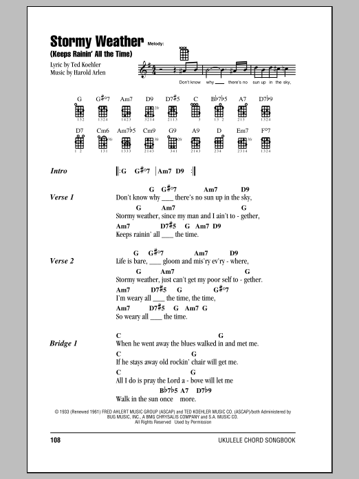 Download Harold Arlen Stormy Weather (Keeps Rainin' All The Time) Sheet Music and learn how to play Cello PDF digital score in minutes
