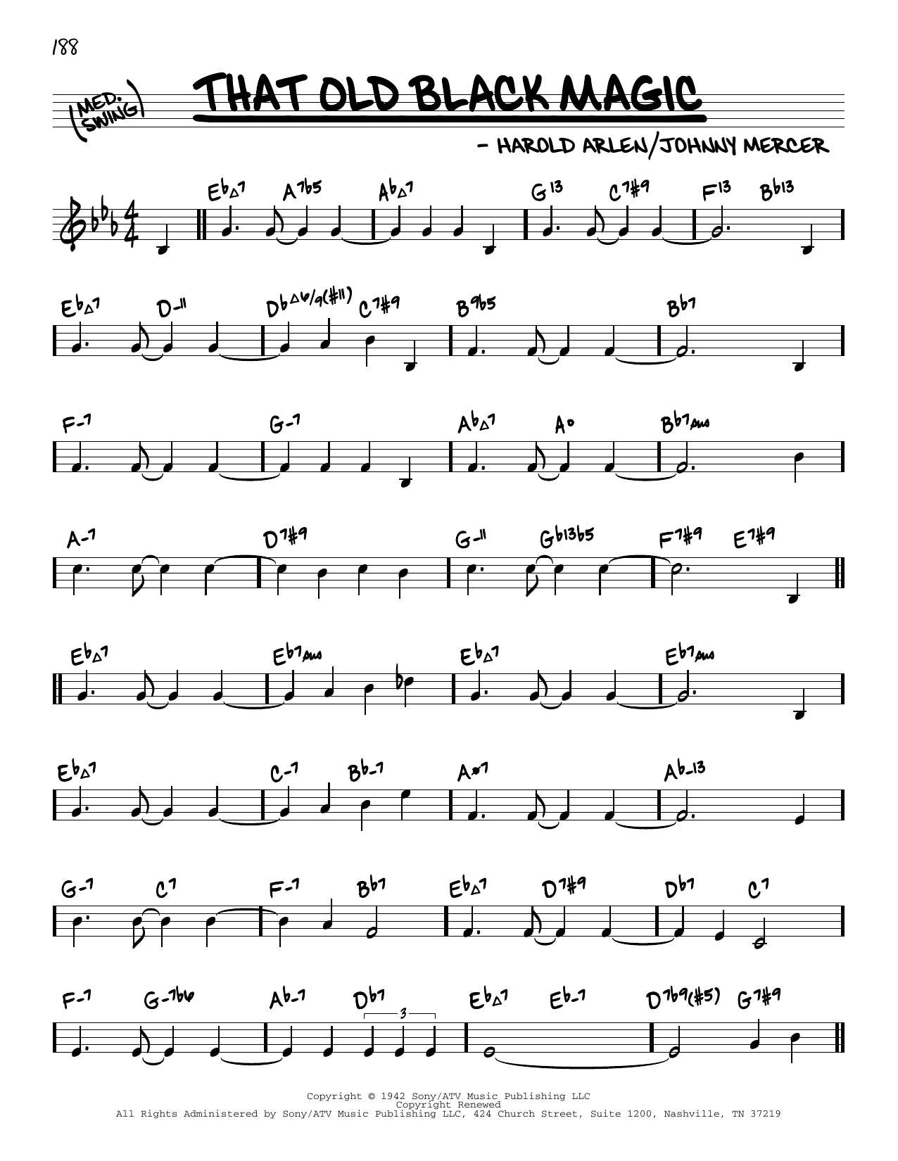 Download Harold Arlen That Old Black Magic (arr. David Hazeltine) Sheet Music and learn how to play Real Book – Enhanced Chords PDF digital score in minutes