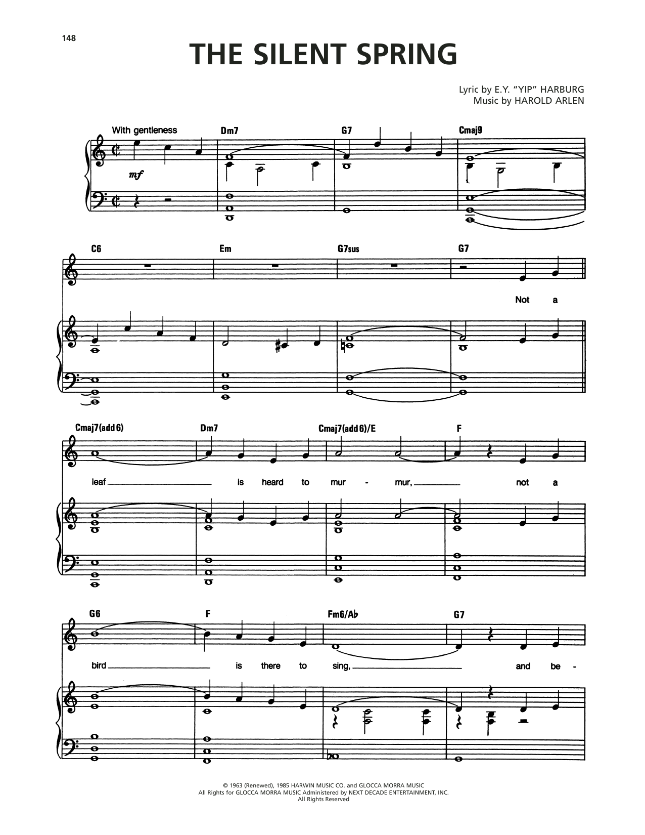 Download Harold Arlen The Silent Spring Sheet Music and learn how to play Piano, Vocal & Guitar Chords (Right-Hand Melody) PDF digital score in minutes