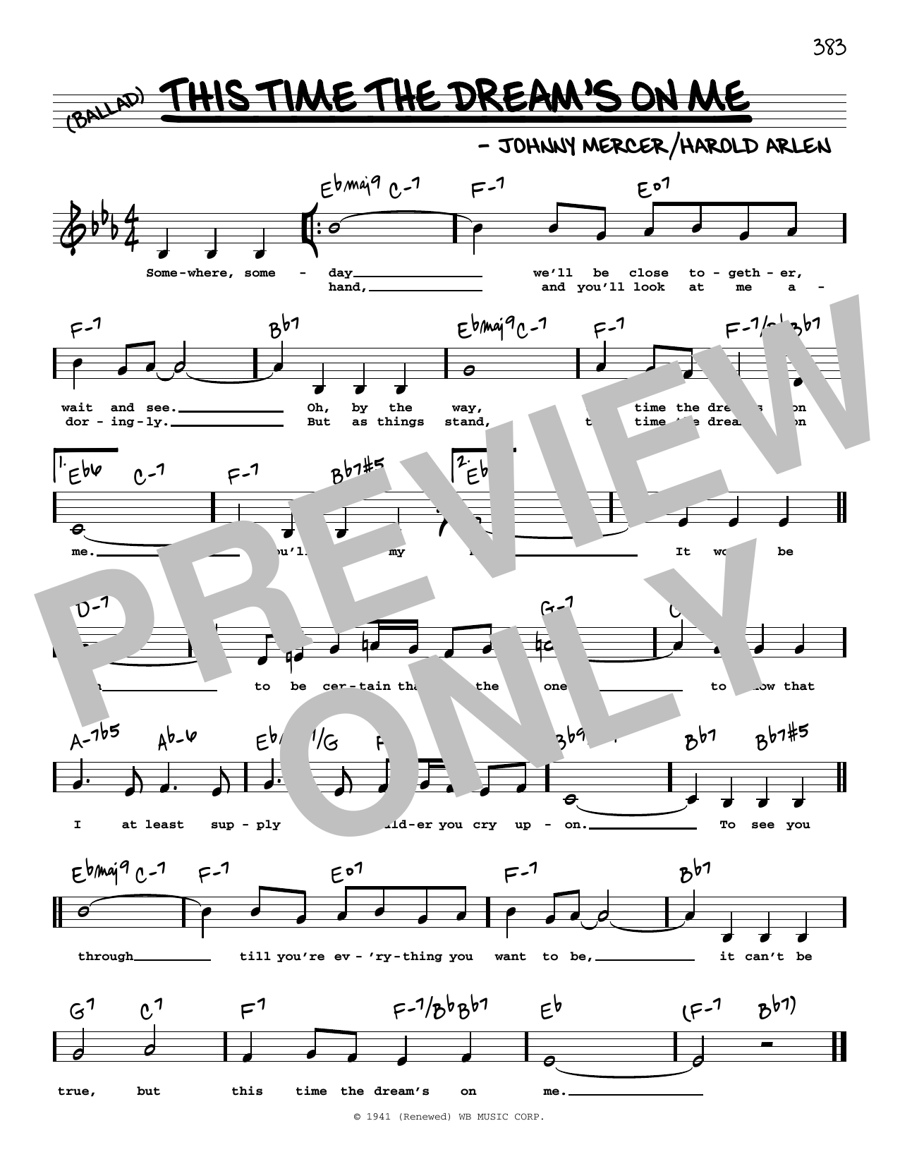 Download Harold Arlen This Time The Dream's On Me (Low Voice) Sheet Music and learn how to play Real Book – Melody, Lyrics & Chords PDF digital score in minutes