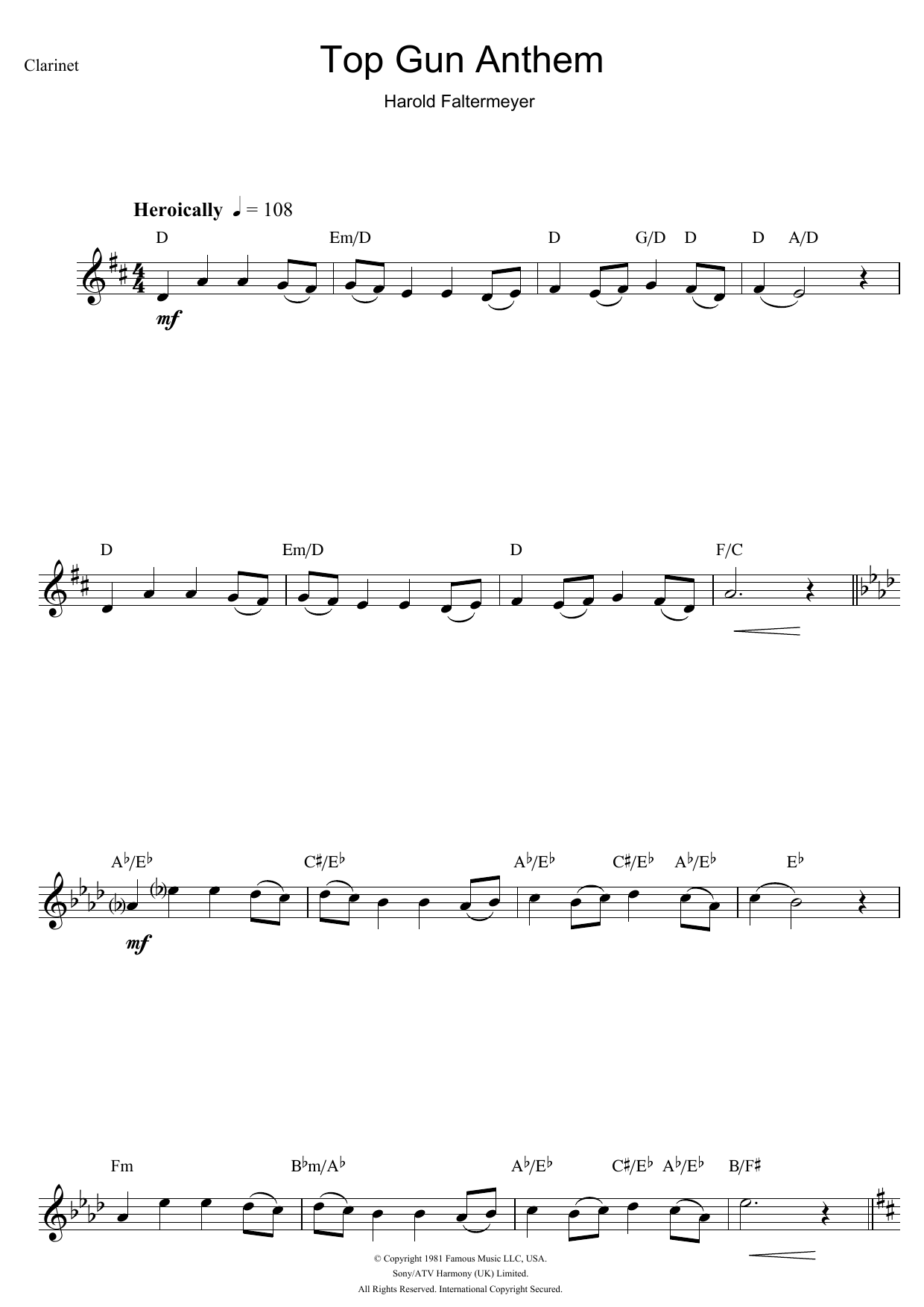 Download Harold Faltermeyer Top Gun (Anthem) Sheet Music and learn how to play Alto Saxophone PDF digital score in minutes