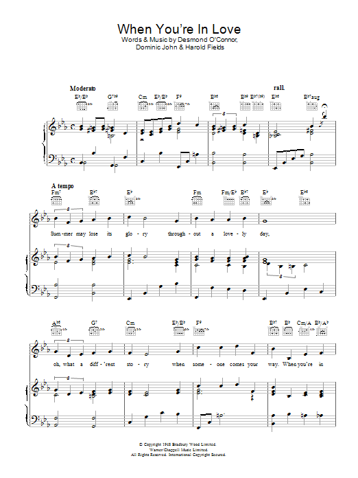 Download Harold Fields When You're In Love Sheet Music and learn how to play Piano, Vocal & Guitar (Right-Hand Melody) PDF digital score in minutes