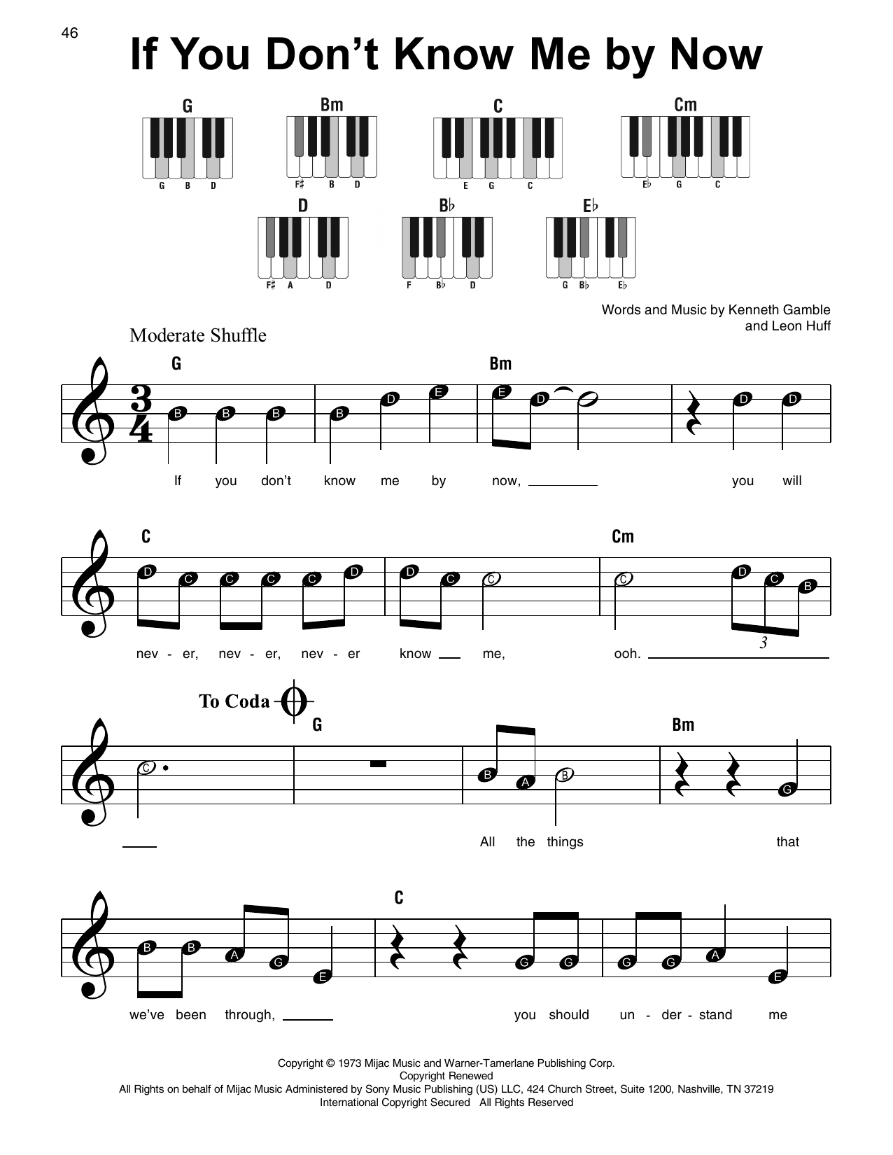 Download Harold Melvin & the Blue Notes If You Don't Know Me By Now Sheet Music and learn how to play Super Easy Piano PDF digital score in minutes