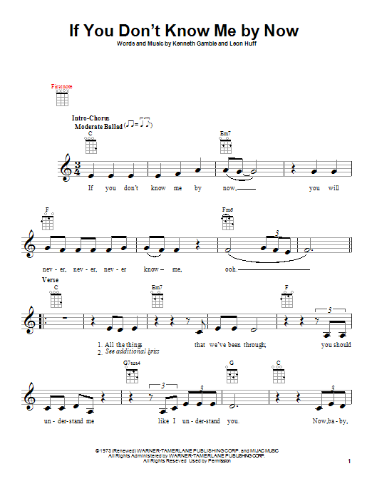 Download Harold Melvin & The Blue Notes If You Don't Know Me By Now Sheet Music and learn how to play Ukulele PDF digital score in minutes