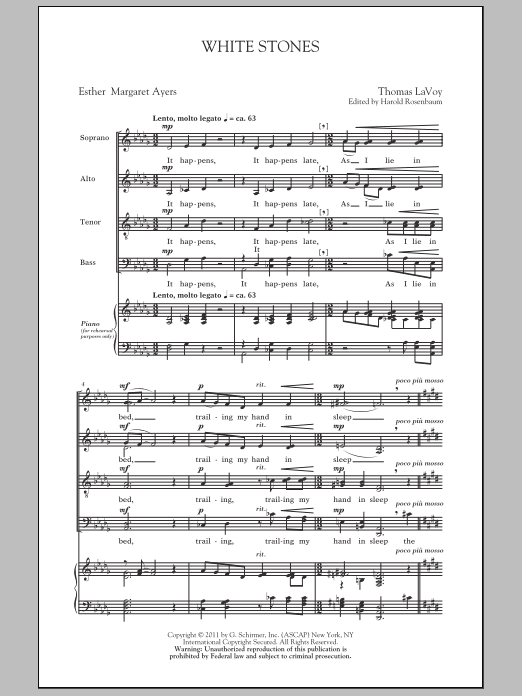 Download Thomas LaVoy White Stones Sheet Music and learn how to play SATB PDF digital score in minutes
