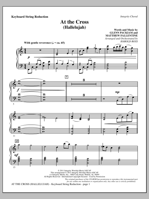 Download Harold Ross At The Cross (Hallelujah) - Keyboard String Reduction Sheet Music and learn how to play Choir Instrumental Pak PDF digital score in minutes