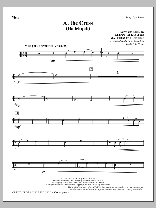 Download Harold Ross At The Cross (Hallelujah) - Viola Sheet Music and learn how to play Choir Instrumental Pak PDF digital score in minutes